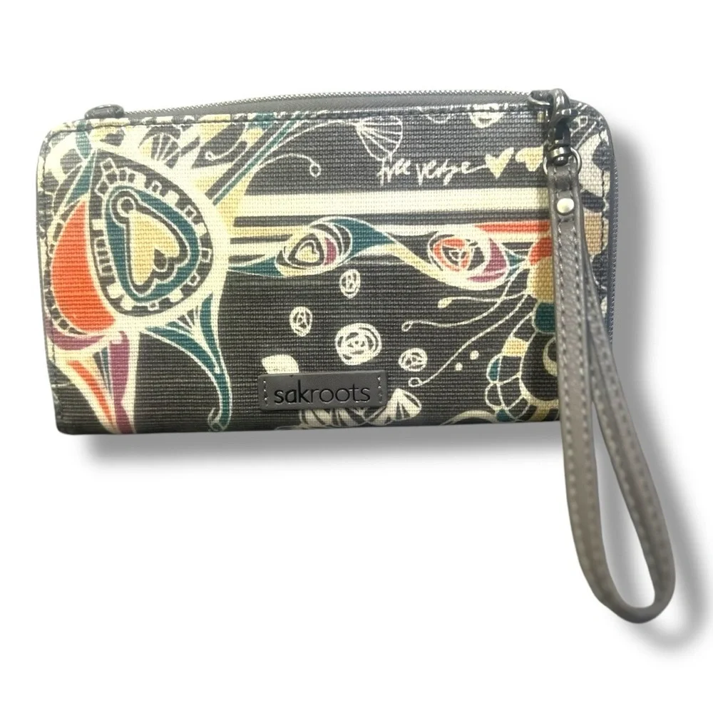 🌈 Sakroots Artist‎ Circle Zip-Around Wristlet Wallet 🎨 Multicolor Boho Pattern